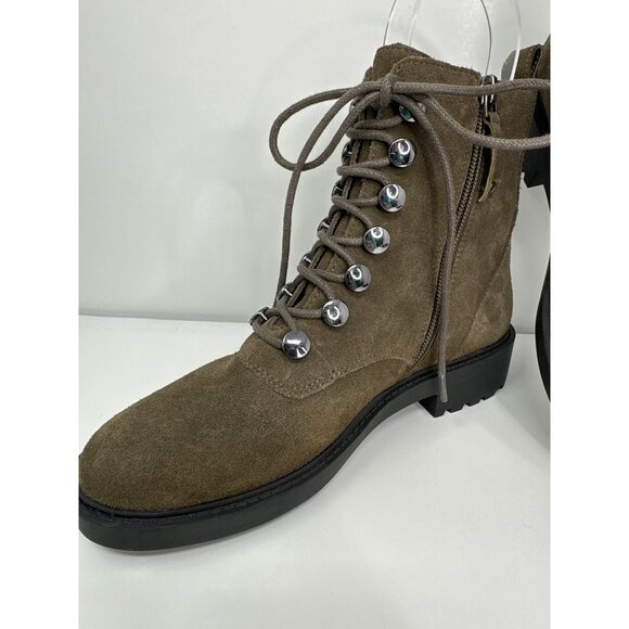 Paolo Linea size 5.5 Olive Suede Combat Boots With Side Zip New - Picture 3 of 10